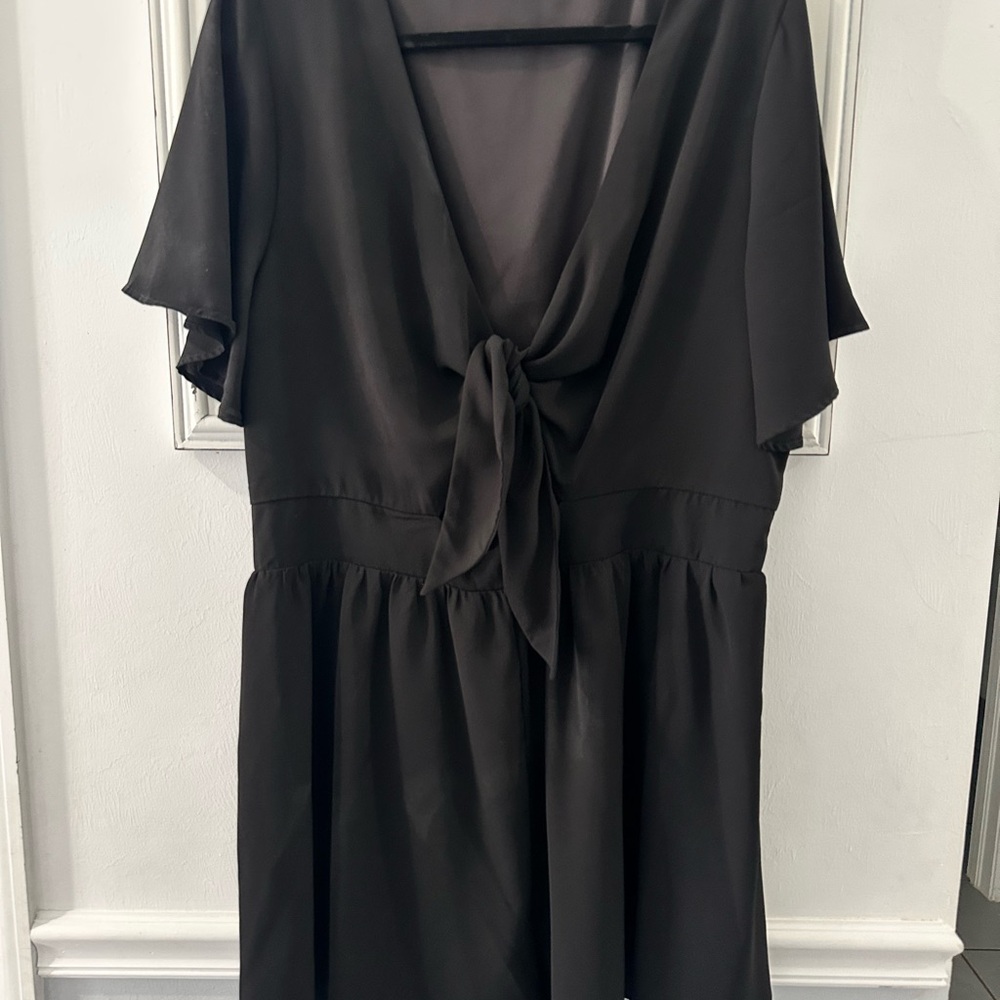 Elegant Black Tie-Front Romper